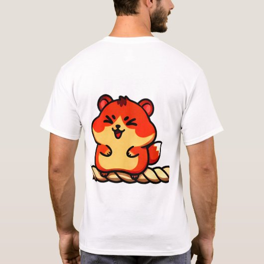 Rope Giggles: Chibi Hamster in Red & Cream Tシャツ (裏面)