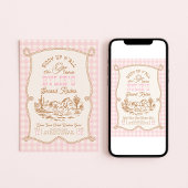 Rope Gingham Cowgirl Birthday Invitation 招待状