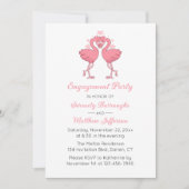 ropical Pink Flamingo Hawaiian Engagement Party 招待状 (正面)