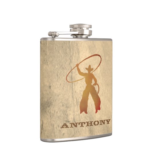 Ropinののあなたの名前"カウボーイのフラスコ フラスク (右)