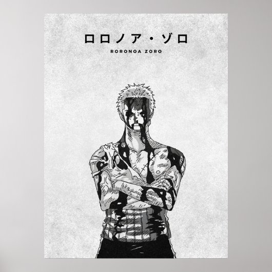 Roronoa Zoro One Piece Minimalist Manga ポスター (正面)