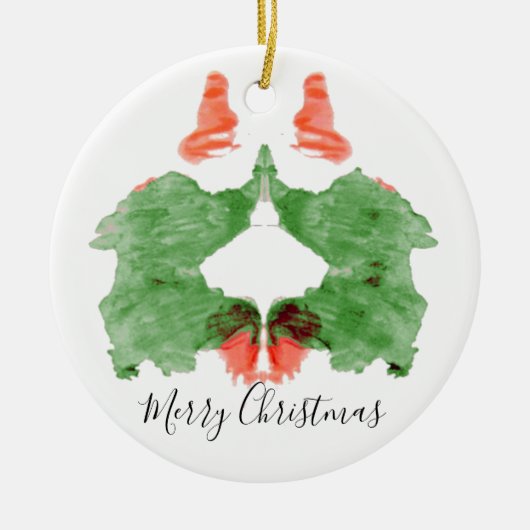 RorschachのInkblotのサンタの小妖精や小人 セラミックオーナメント (正面)