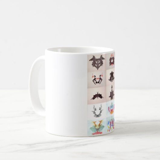 Rorschachテストインクは10のプレートすべて1-10年にしみを付けます コーヒーマグカップ (正面左)