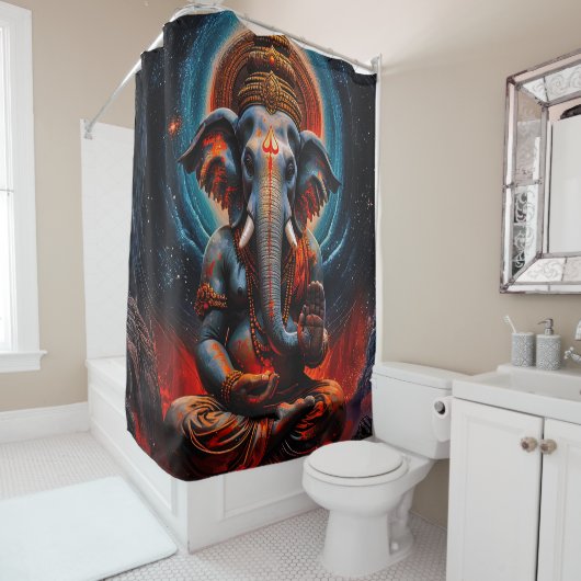 Rorschach style Buddha Elephant 001 シャワーカーテン (インサイチュ)