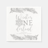 RORYシルバー冬OnderLand 1st誕生日パーティー スタンダードカクテルナプキン (正面)