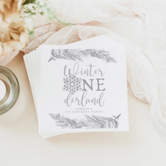 RORYシルバー冬OnderLand 1st誕生日パーティー スタンダードカクテルナプキン