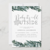RORYベビーその冷たい外の冬の松の赤ちゃんシャワー 招待状 (正面)