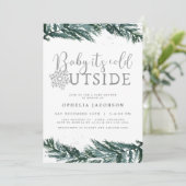 RORYベビーその冷たい外の冬の松の赤ちゃんシャワー 招待状 (スタンド正面)