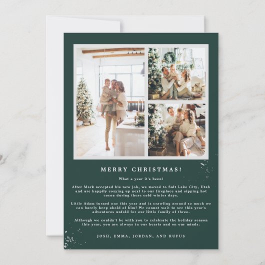 RORY冬の松の喜び写真コラージクリスマスカード 招待状 (裏面)