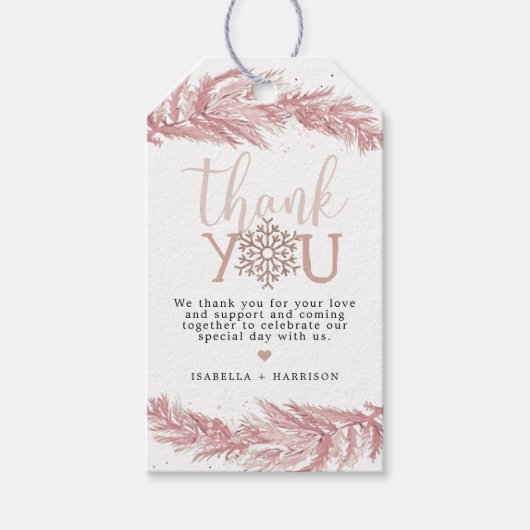 RORY赤面冬の松の雪のフレークのクリスマスの好意 ギフトタグ (正面)