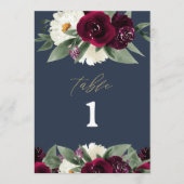 ROSAリッチブルゴーニュフローラネイビーブルーテーブル番号 メニュー (正面)