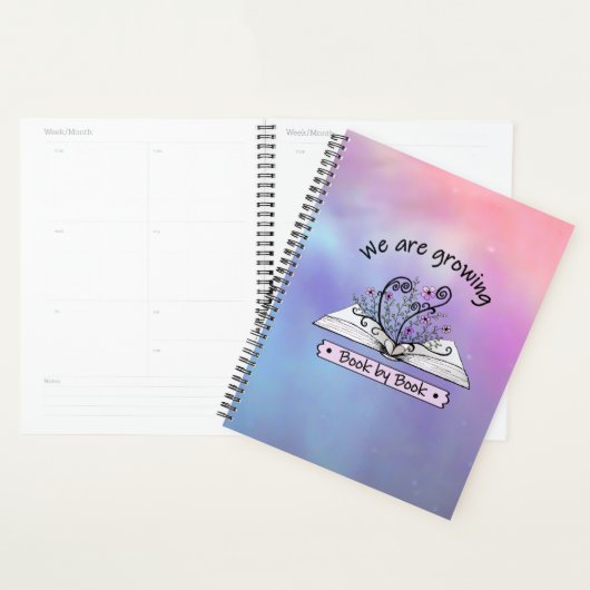 Rosa Blumen, die aus Buch wachsen プランナー手帳 (ディスプレー)