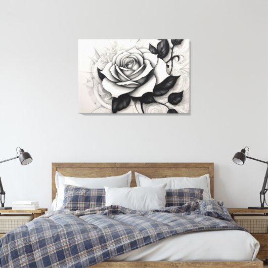 Rosa Branca Abstrata キャンバスプリント (インサイチュ (寝室))