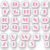 Rosa Buchstaben Alphabet Aufkleber シール (正面)