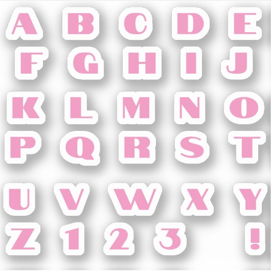 Rosa Buchstaben Alphabet Aufkleber シール (正面)