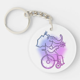 Rosa Elefant im Rollstuhl  キーホルダー
