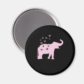 rosa Elefant mit Vögel マグネット (正面/裏面)