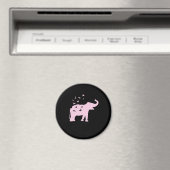 rosa Elefant mit Vögel マグネット (インサイチュ (食洗機))