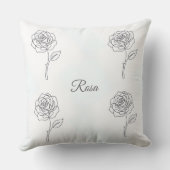 Rosa: Elegant One Line Art Pillow クッション (裏面)