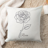 Rosa: Elegant One Line Art Pillow クッション (ブランケット)