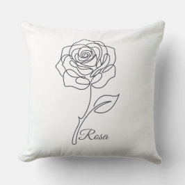 Rosa: Elegant One Line Art Pillow クッション