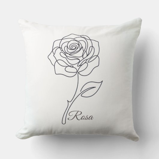 Rosa: Elegant One Line Art Pillow クッション (正面)