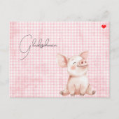 rosa Glücksschwein-Karte Postcard Postkarte ポストカード (正面)