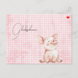 rosa Glücksschwein-Karte Postcard Postkarte ポストカード