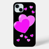 Rosa Herzchen auf Schwarz Case-Mate iPhoneケース (裏面)