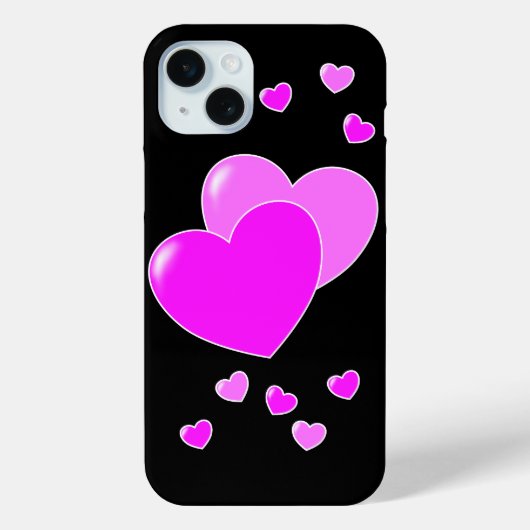 Rosa Herzchen auf Schwarz Case-Mate iPhoneケース (裏面)