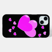Rosa Herzchen auf Schwarz Case-Mate iPhoneケース (裏面 (横))