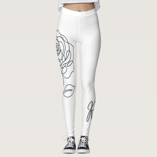 Rosa Minimalist Line Art Leggings レギンス (正面)