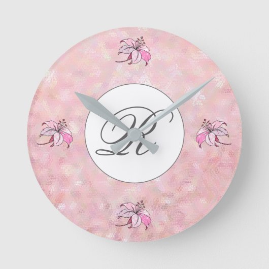 Rosa, personalisiert ラウンド壁時計 (正面)