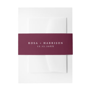 ROSA Rich Burgundy モダン シンプル フォント 冬の結婚式 招待状ベリーバンド