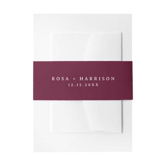 ROSA Rich Burgundy モダン シンプル フォント 冬の結婚式 招待状ベリーバンド (正面例)