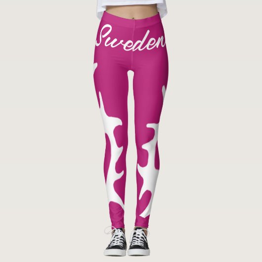 Rosa samiskt inspierade tecken レギンス (正面)