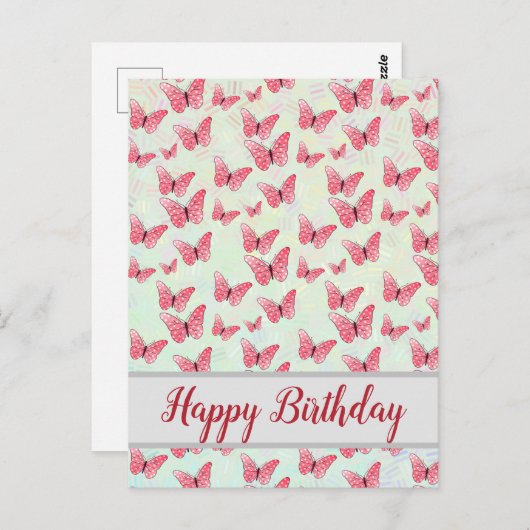 rosa Schmetterlinge ポストカード (正面/裏面)