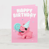Rosa the Pig Happy Birthday card カード (正面)
