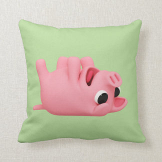 Rosa the Pig laying on her back クッション