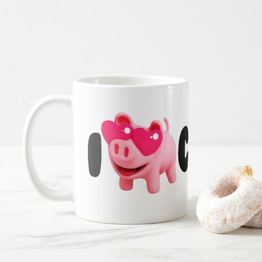 Rosa the Pig Love Coffee so much! コーヒーマグカップ (ドーナツ)