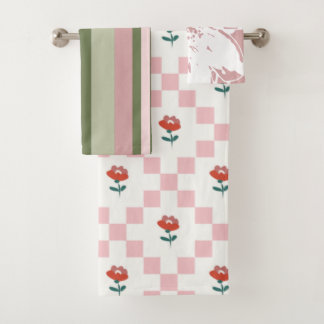 Rosa y verde aesthetic バスタオルセット