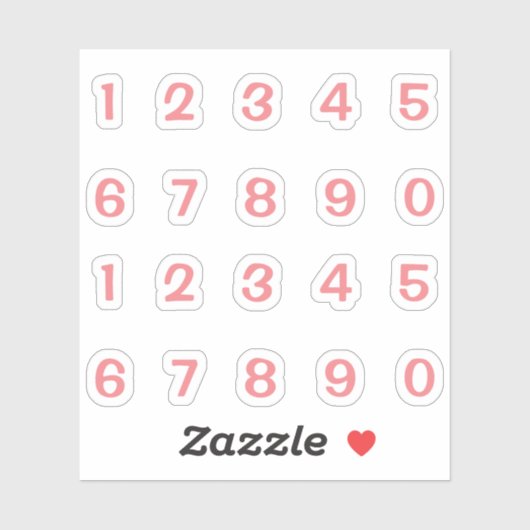 Rosa Zahlen Aufkleber シール (シート)