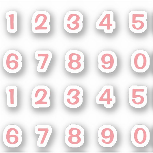 Rosa Zahlen Aufkleber シール (正面)