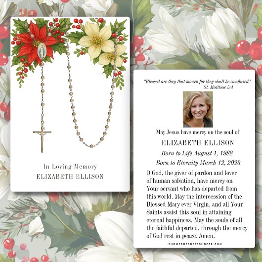 Rosary Funeral Memorial Prayer Poinsettias