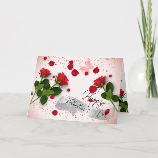 rosas de día San Valentín con cristales カード (正面)