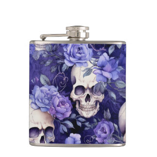 Rosas violetas con calaveras フラスク