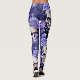 Rosas violetas con calaveras レギンス