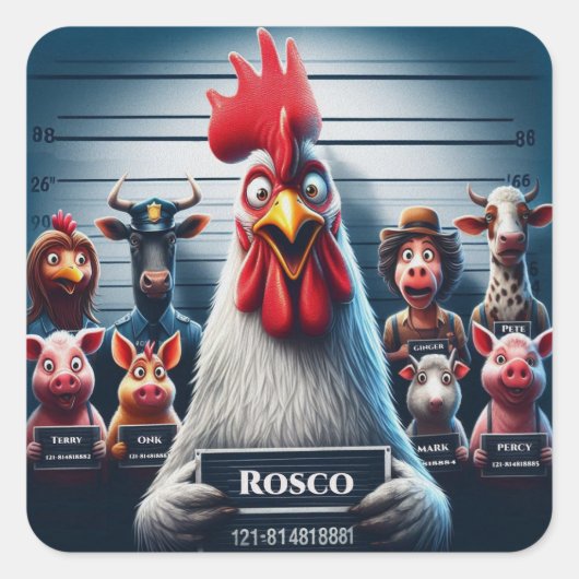 Rosco Chicken Lineup Sticker Sheet スクエアシール (正面)