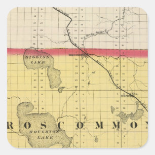 Roscommon郡、ミシガン州の地図 スクエアシール