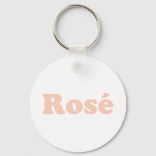 "Rose" ローズ ライトピンクの文字 白 キーホルダー